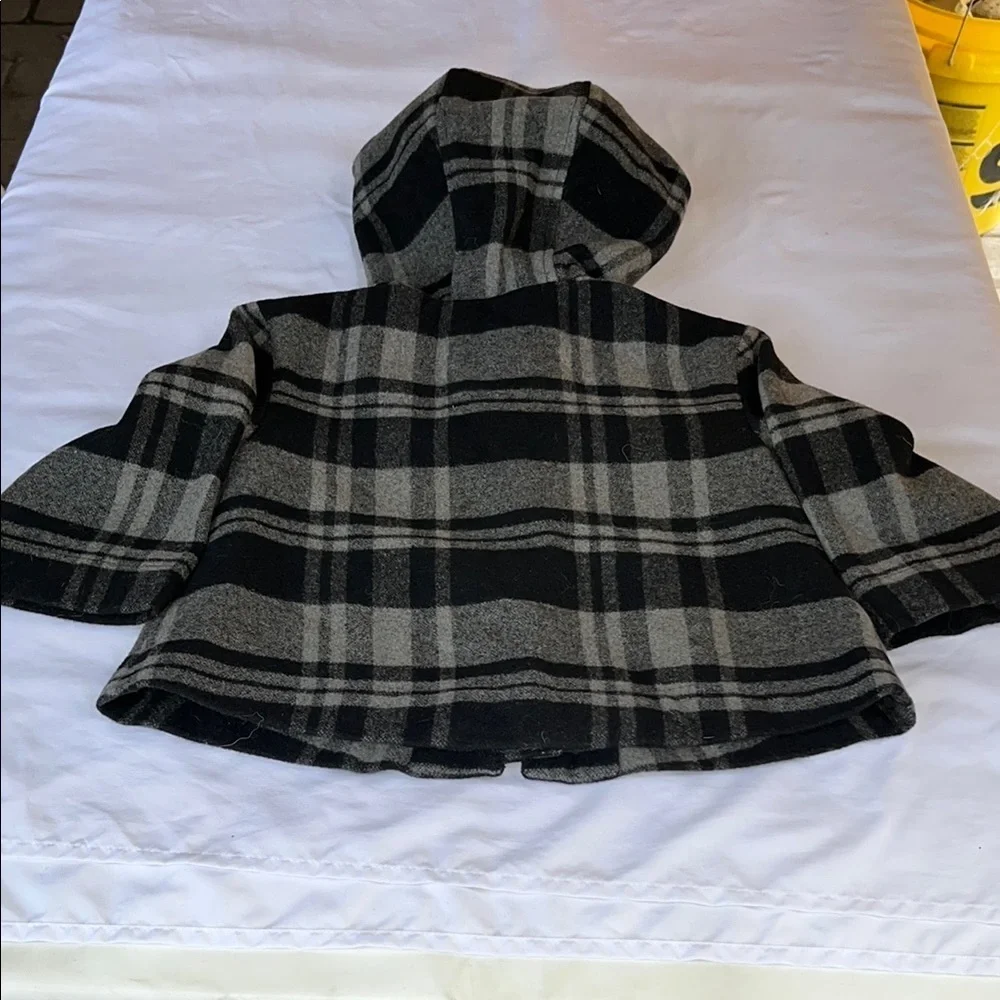 GAP Black and Gray Hooded Cape with A-line Silhouette